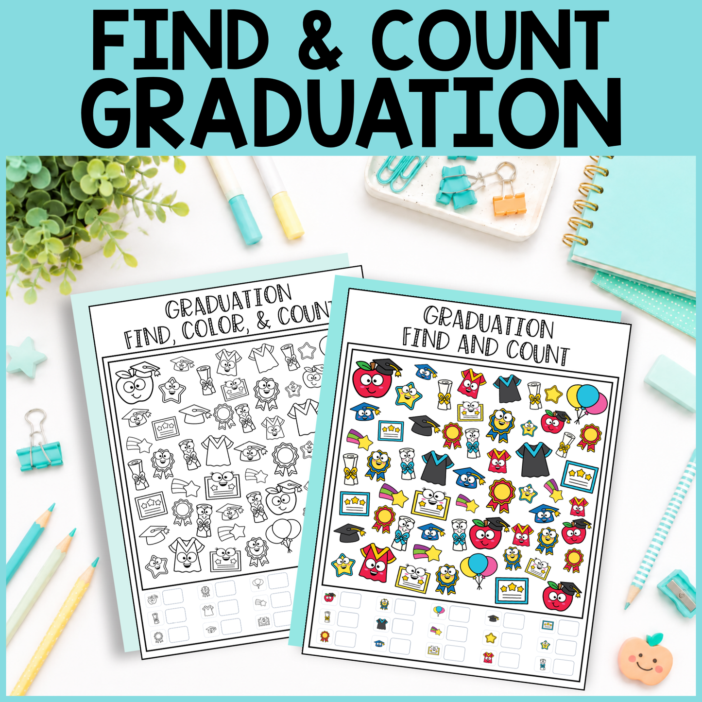 Graduation Find and Count -  Find, Color, Count Activity