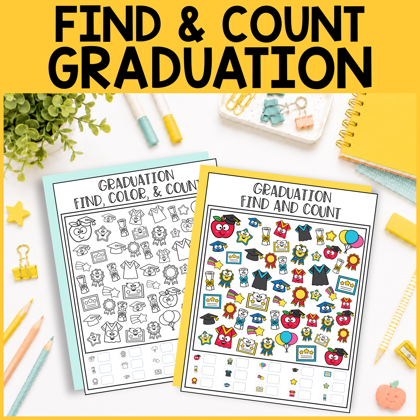 Graduation Find and Count -  Find, Color, Count Activity