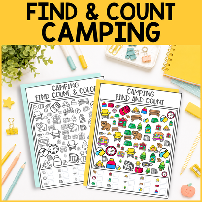 Camping Find and Count -  Find, Color, Count Activity