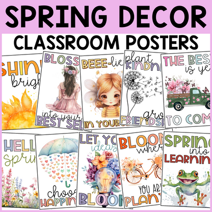 Spring Classroom Decor Posters – Set of 10 🌸🌿