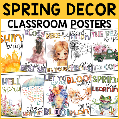 Spring Classroom Decor Posters – Set of 10 🌸🌿
