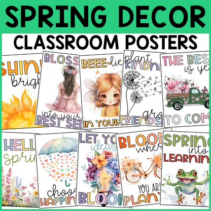 Spring Classroom Decor Posters – Set of 10 🌸🌿