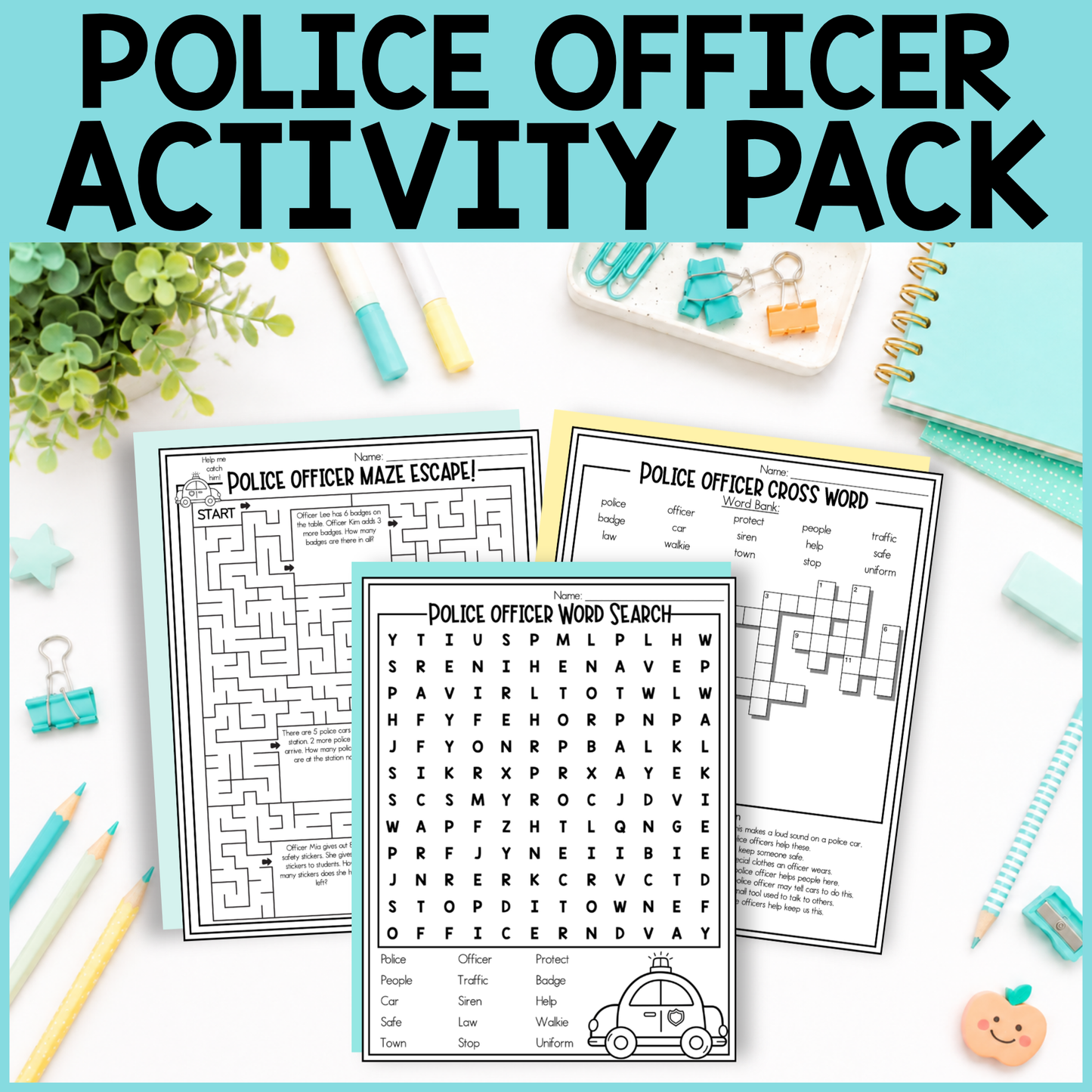Police Officer Community Helper Activity Pack Editable PowerPoint