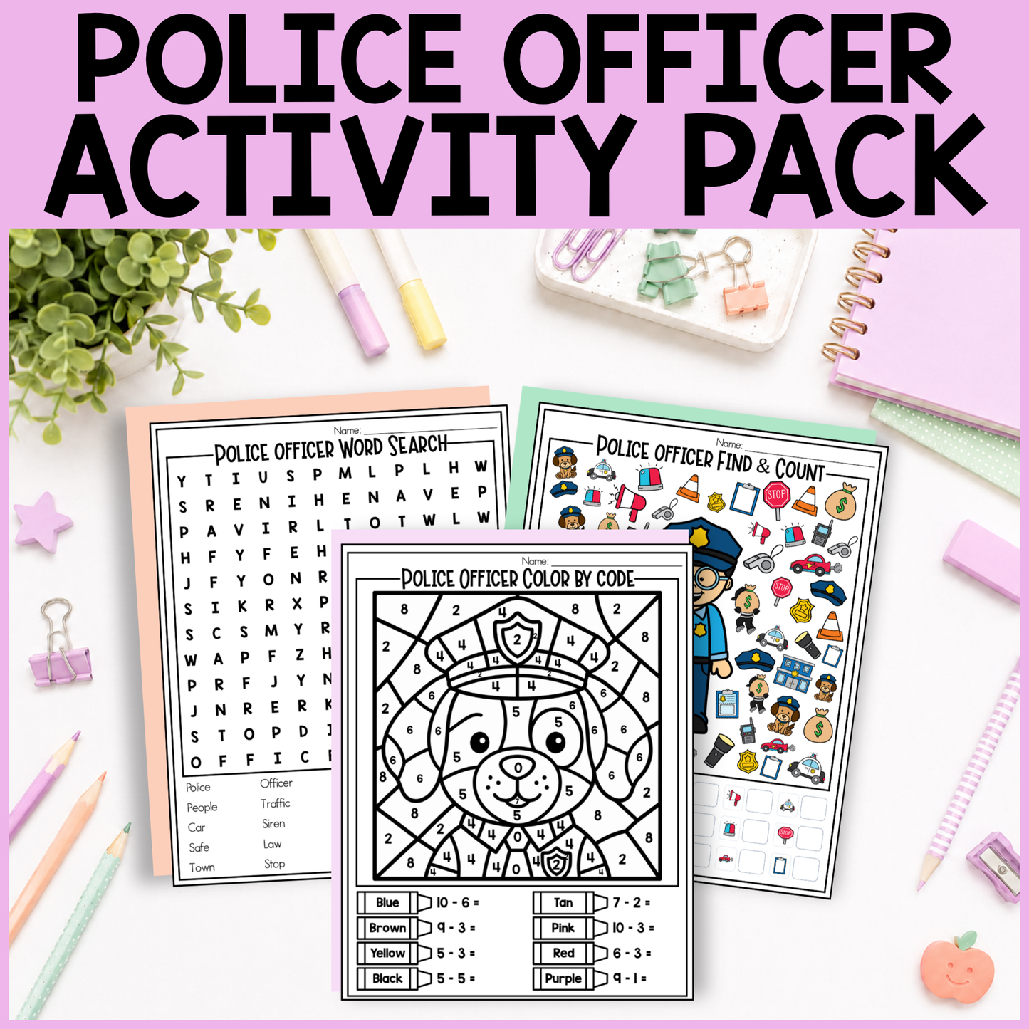 Police Officer Community Helper Activity Pack Editable PowerPoint