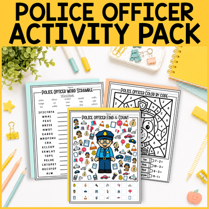Police Officer Community Helper Activity Pack Editable PowerPoint