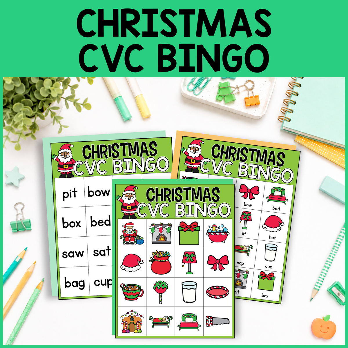 Christmas CVC Word Bingo