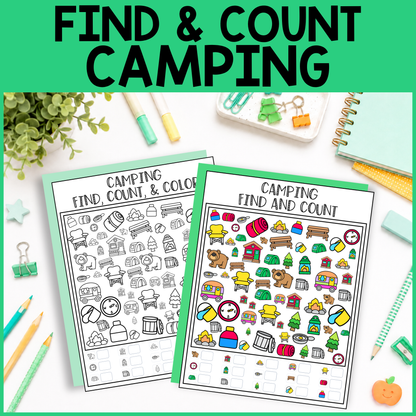 Camping Find and Count -  Find, Color, Count Activity