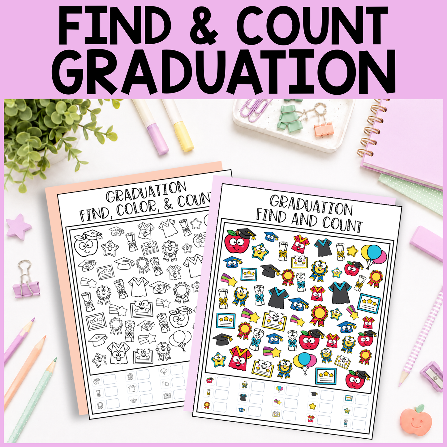 Graduation Find and Count -  Find, Color, Count Activity