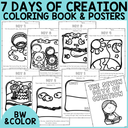 7 Days of Creation Coloring Pages