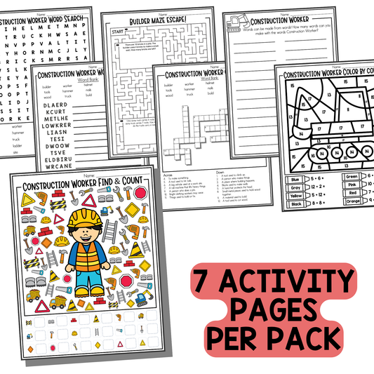 Construction Worker Community Helper Activity Pack