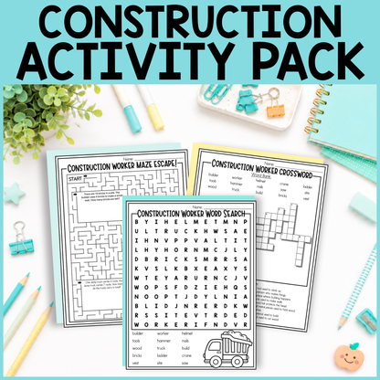 Construction Worker Community Helper Activity Pack