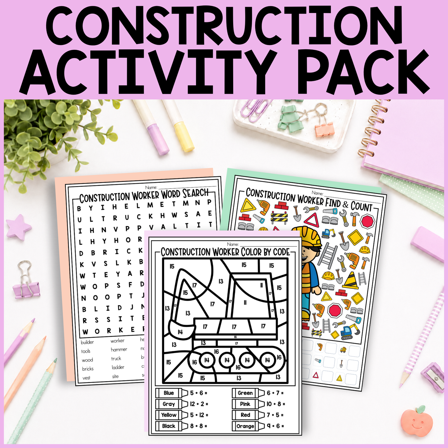 Construction Worker Community Helper Activity Pack