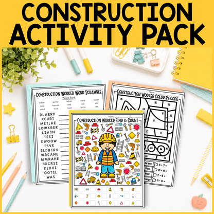 Construction Worker Community Helper Activity Pack