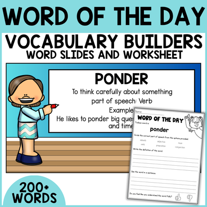 Vocabulary Word of the Day Slides and Worksheets