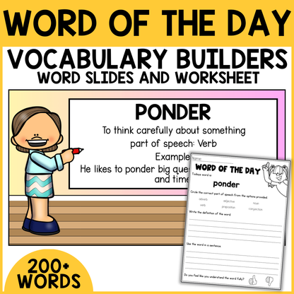Vocabulary Word of the Day Slides and Worksheets