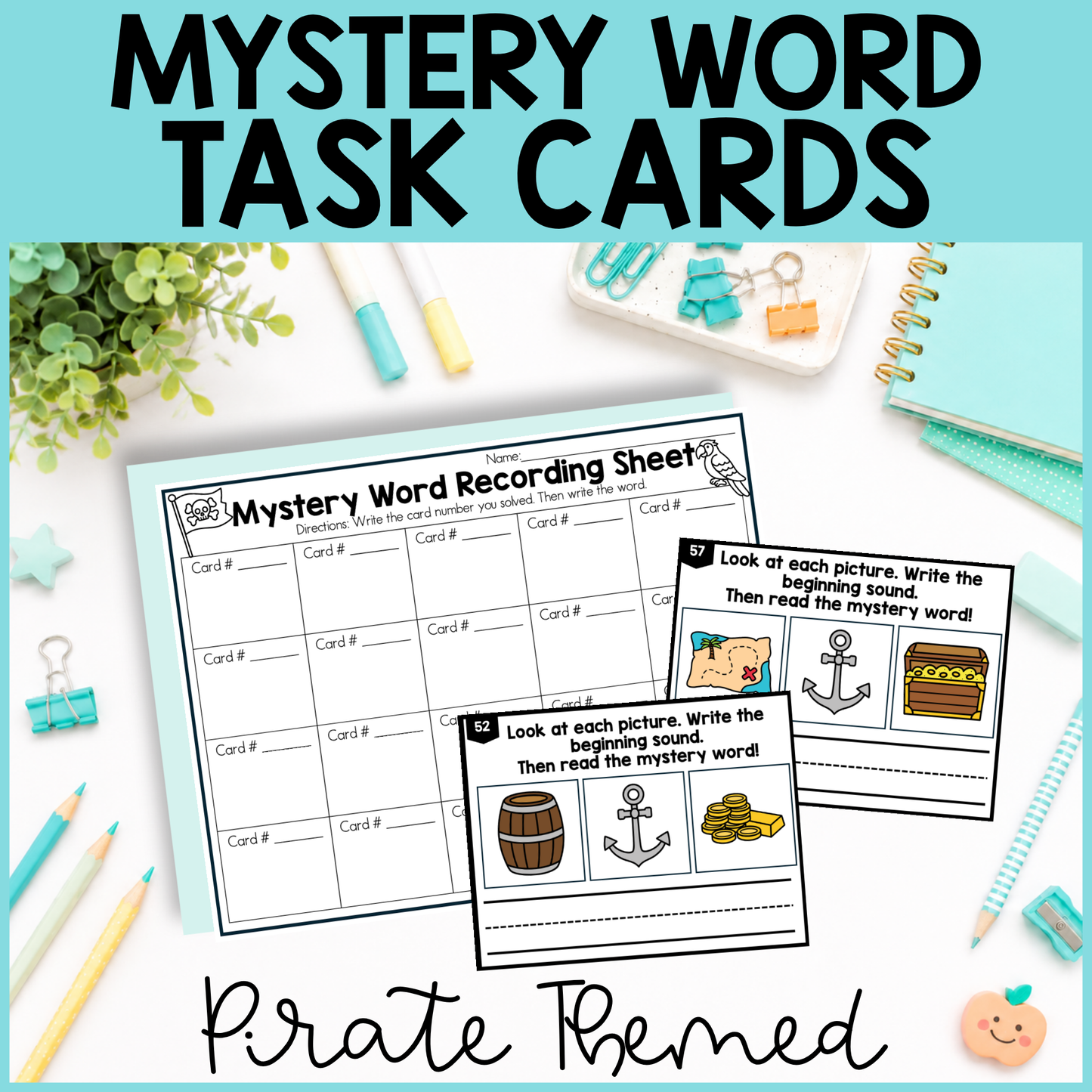 Pirate Themed Mystery CVC Task Cards