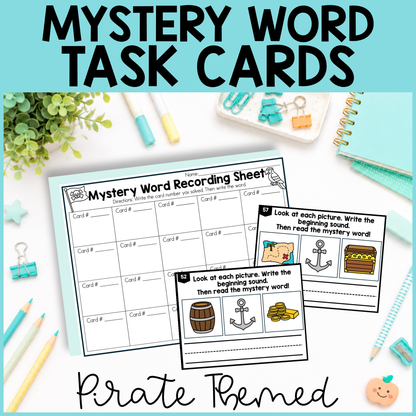 Pirate Themed Mystery CVC Task Cards