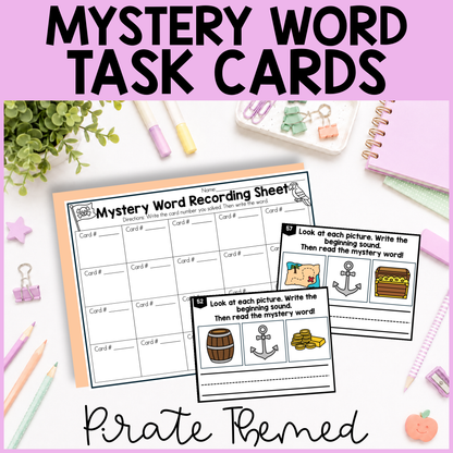 Pirate Themed Mystery CVC Task Cards