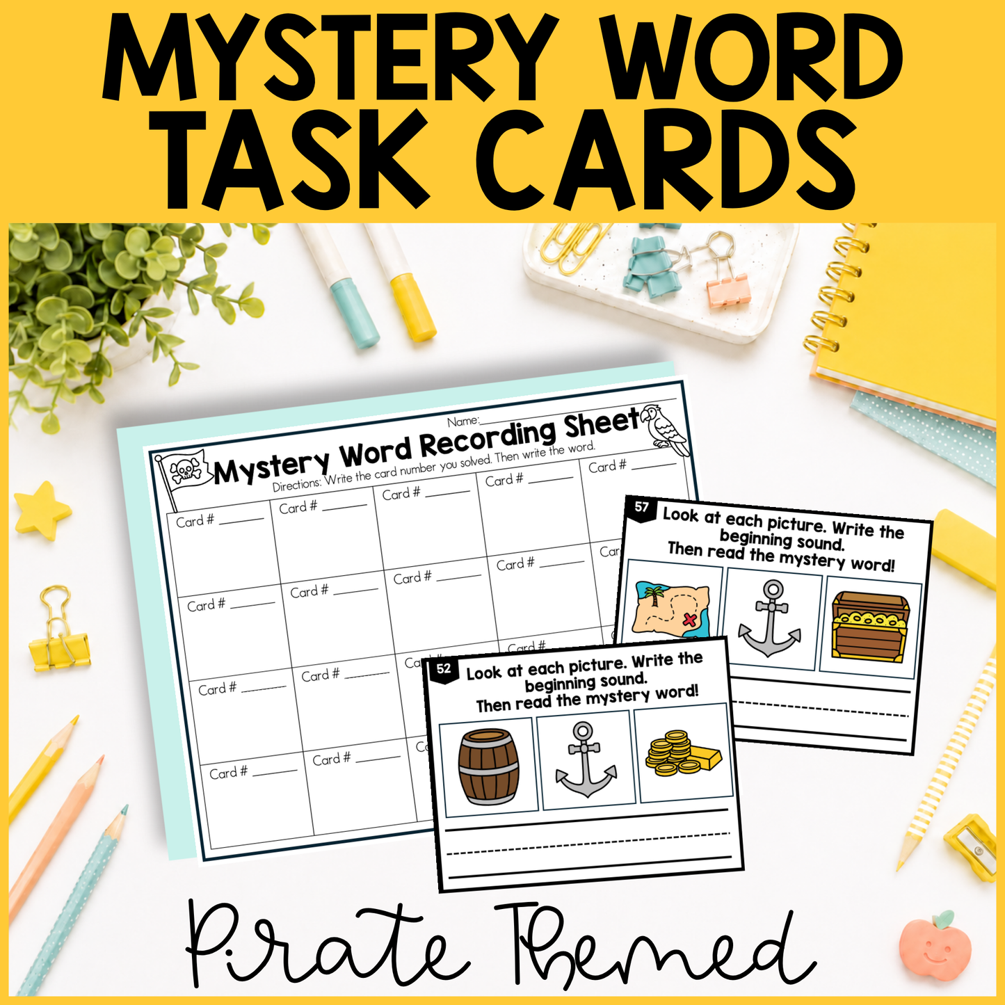 Pirate Themed Mystery CVC Task Cards