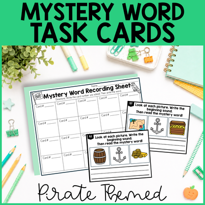 Pirate Themed Mystery CVC Task Cards