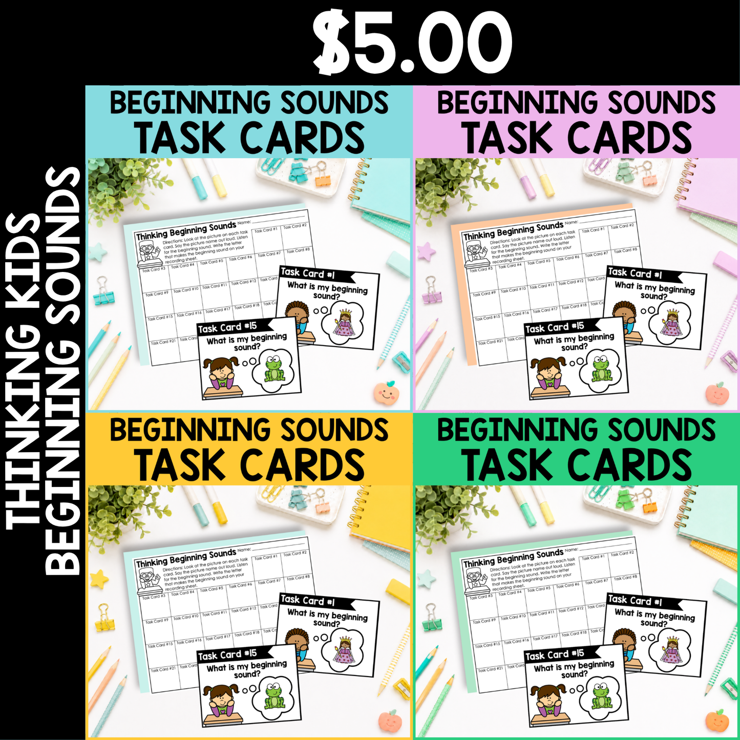 Thinking Kids Beginning Sounds Task Cards