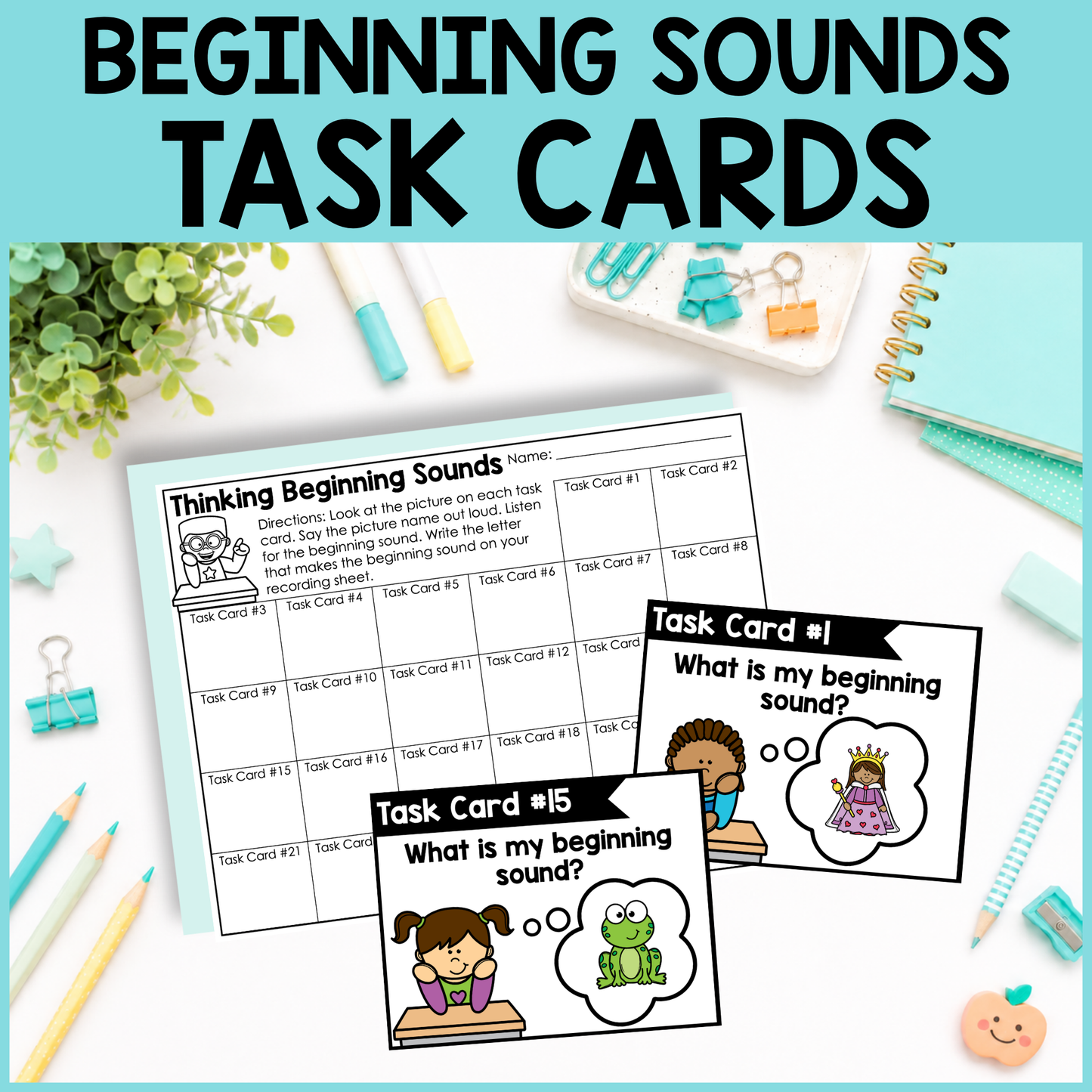 Thinking Kids Beginning Sounds Task Cards