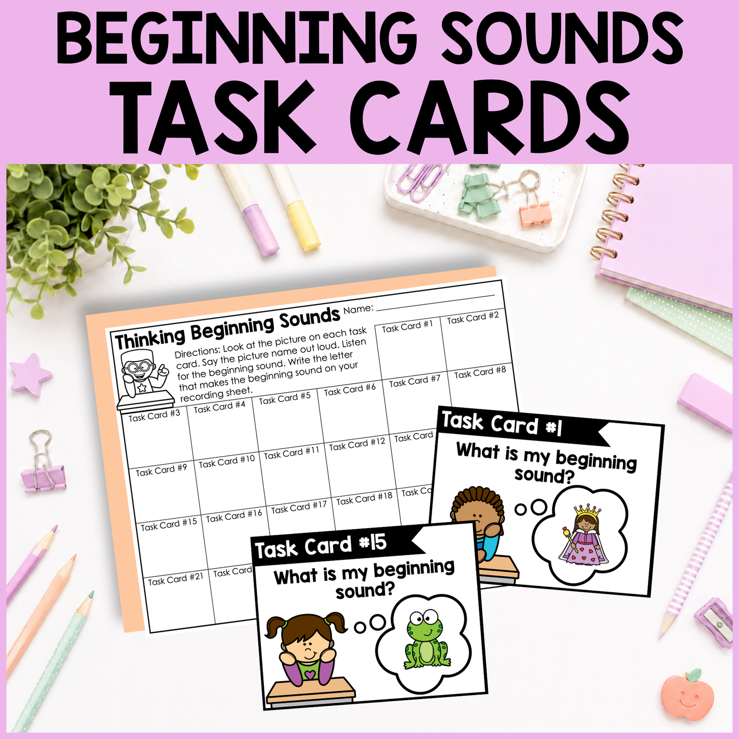 Thinking Kids Beginning Sounds Task Cards