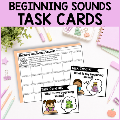 Thinking Kids Beginning Sounds Task Cards