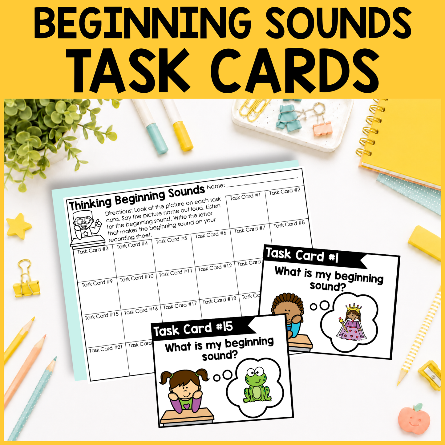 Thinking Kids Beginning Sounds Task Cards