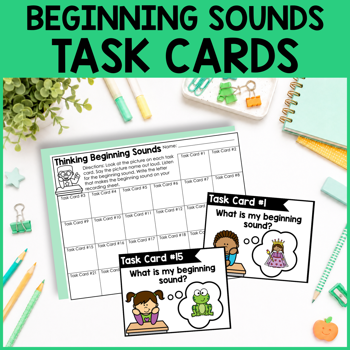 Thinking Kids Beginning Sounds Task Cards