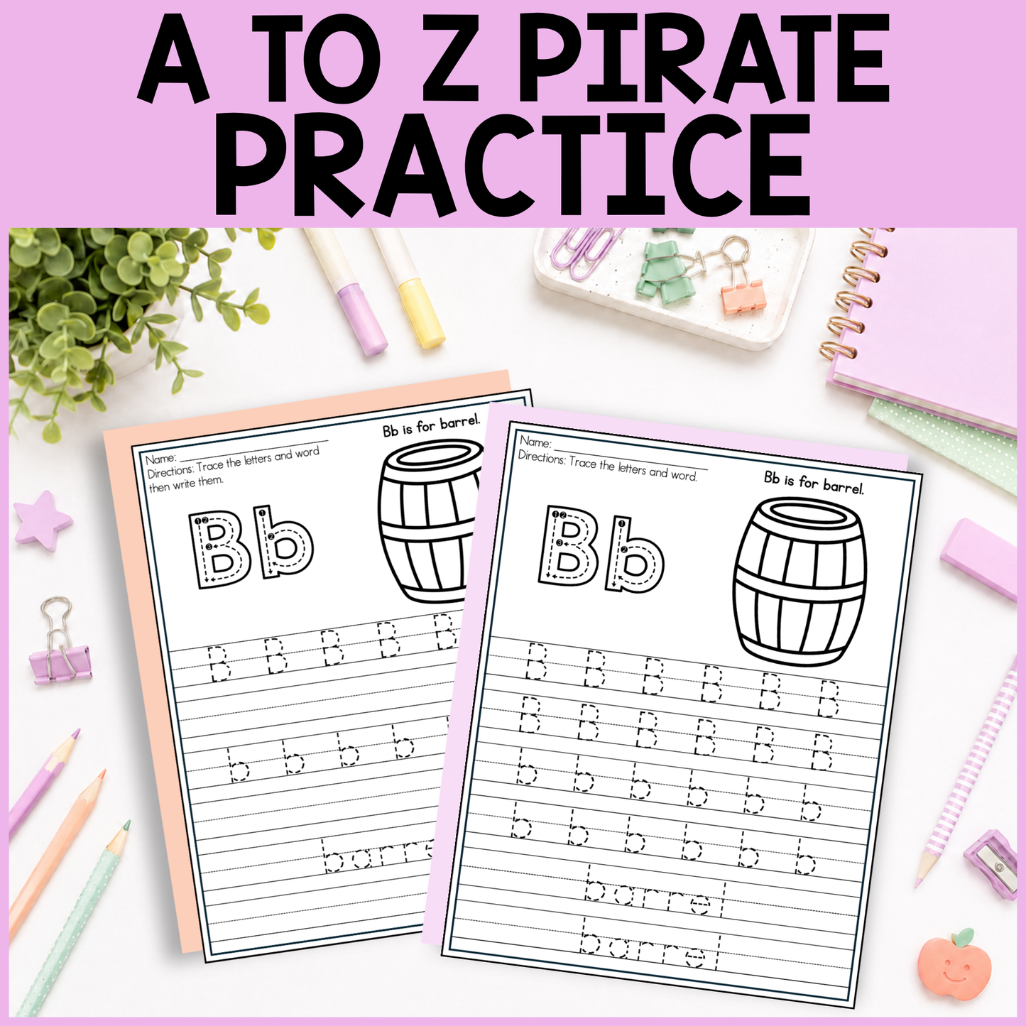 A to Z Pirate Alphabet Tracing