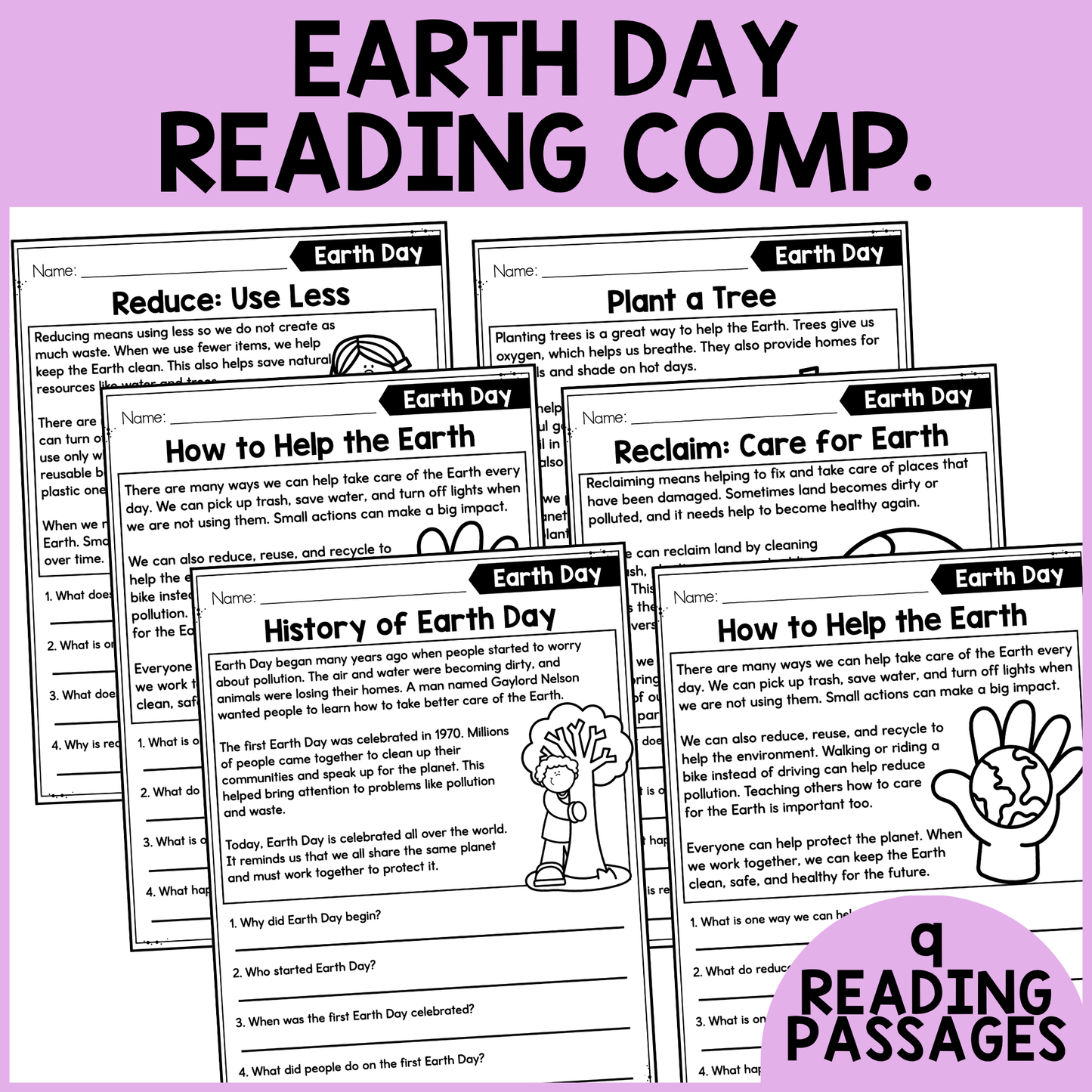 Earth Day Reading Comprehension