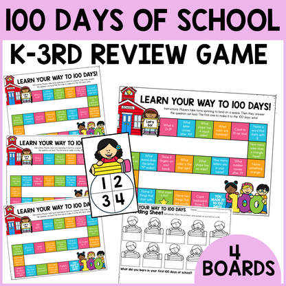 100th Day K-3rd Grade Review Games