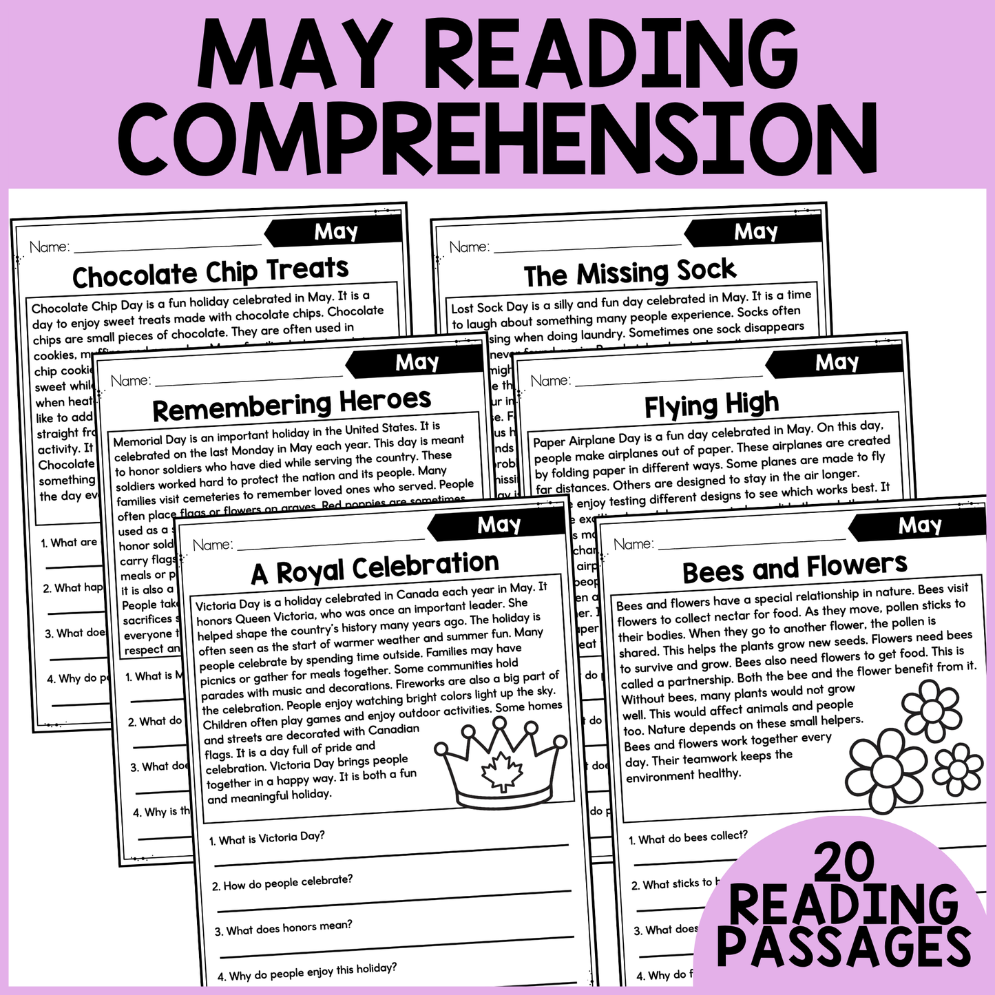 May Themed Reading Comprehension