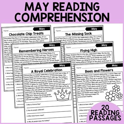 May Themed Reading Comprehension