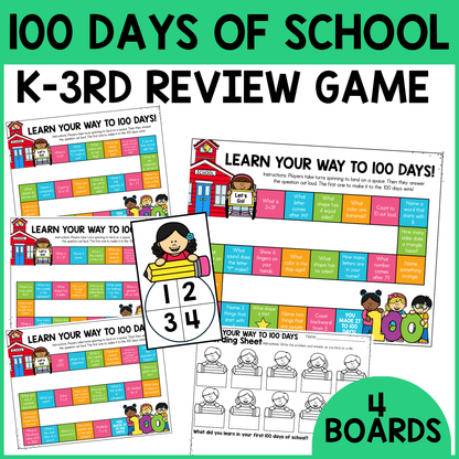 100th Day K-3rd Grade Review Games