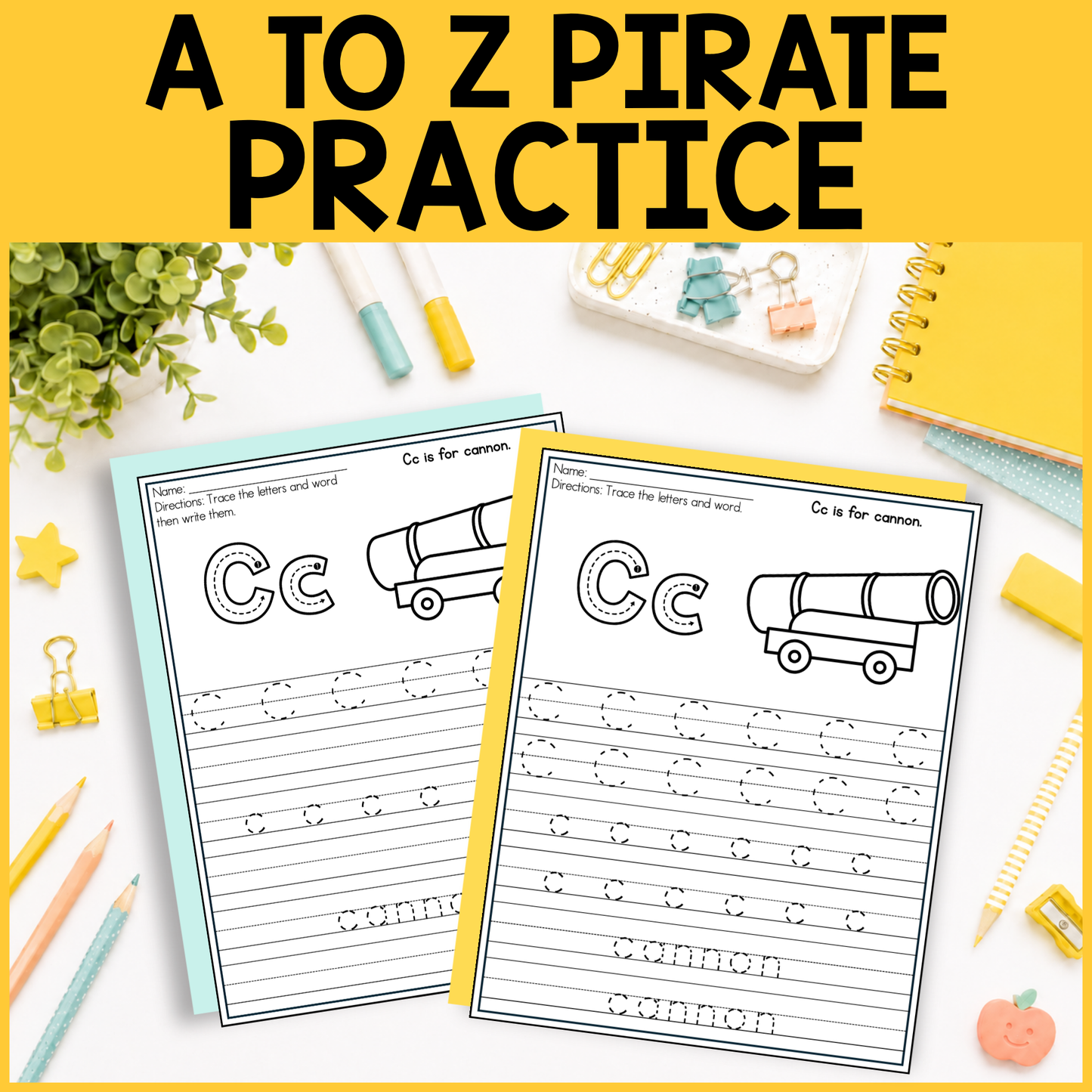 A to Z Pirate Alphabet Tracing