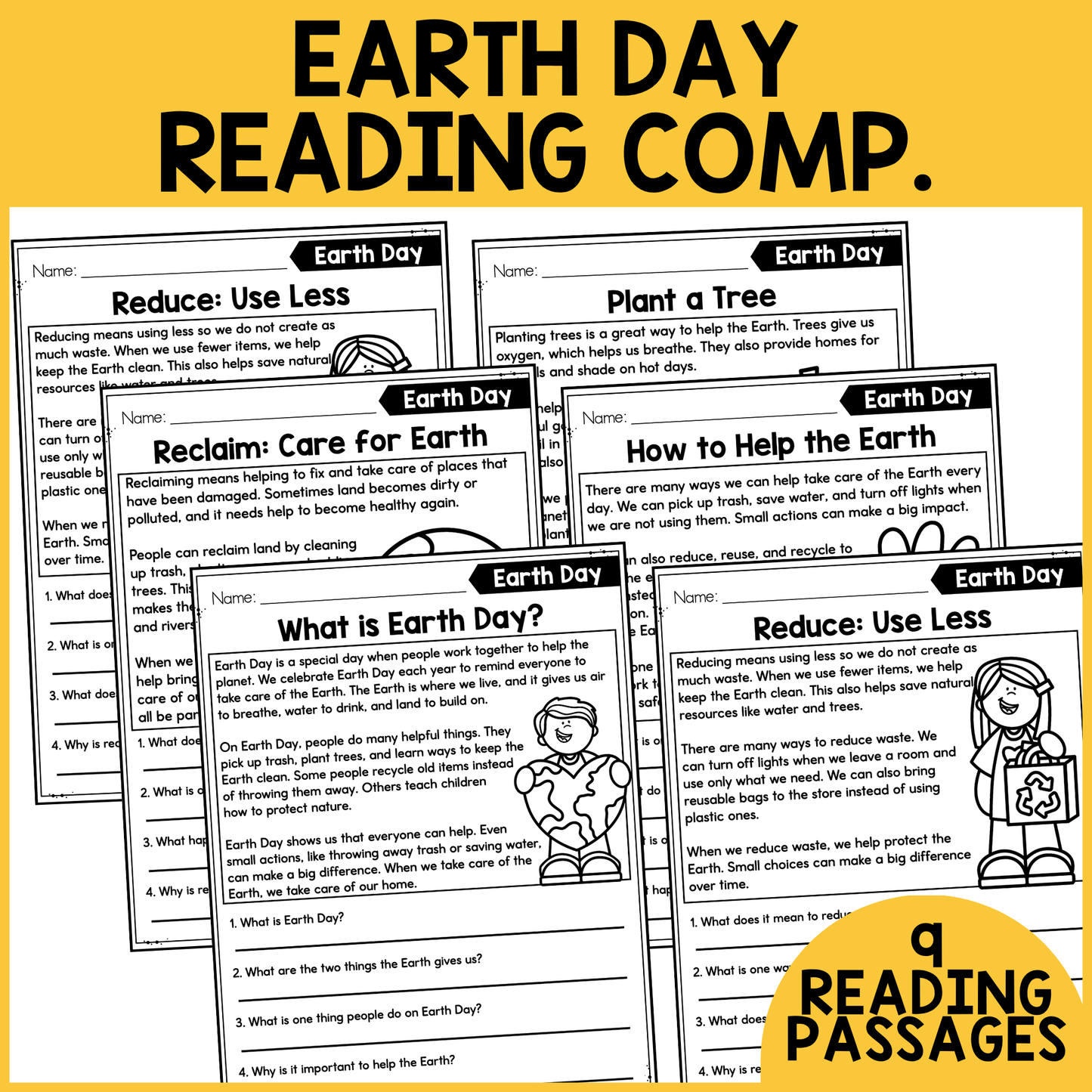 Earth Day Reading Comprehension