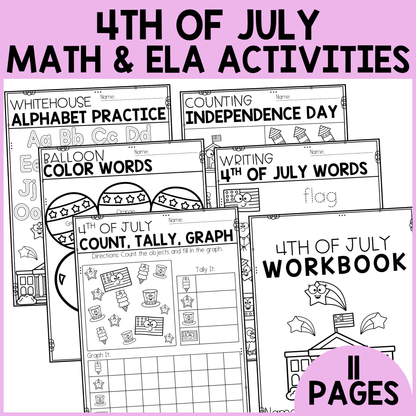 4th of July ELA & Math Workbook