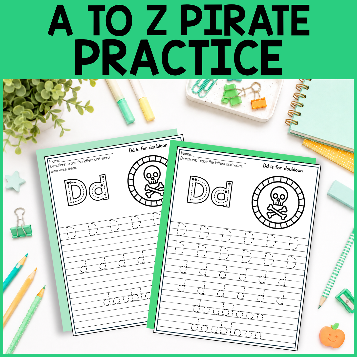 A to Z Pirate Alphabet Tracing