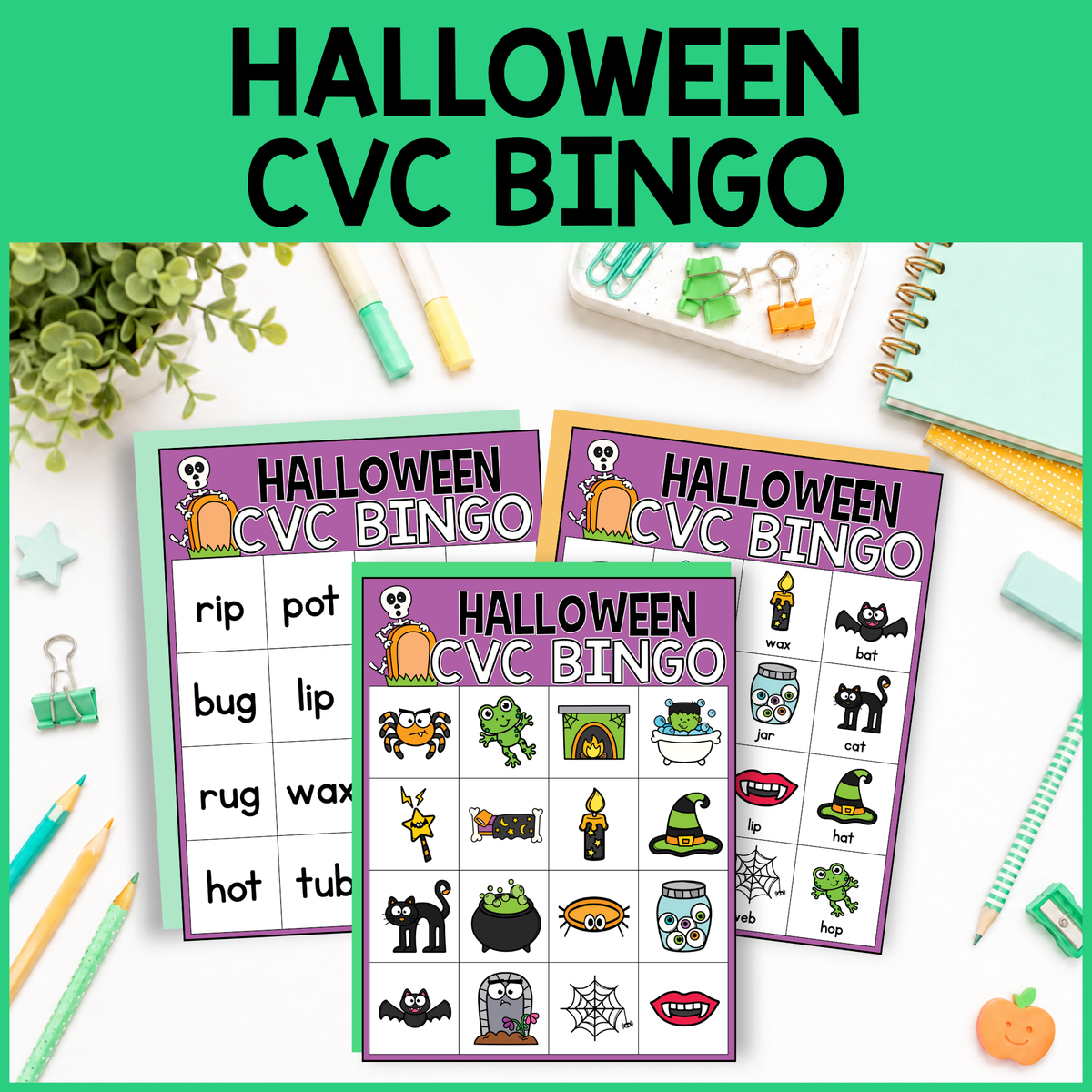Halloween CVC Word Bingo