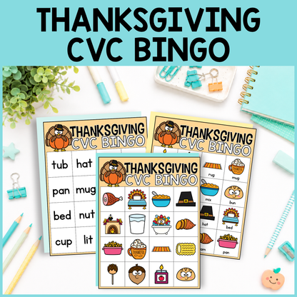 Thanksgiving CVC Word Bingo