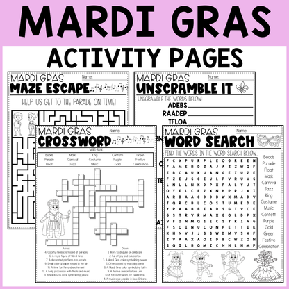 Mardi Gras Activity Pages