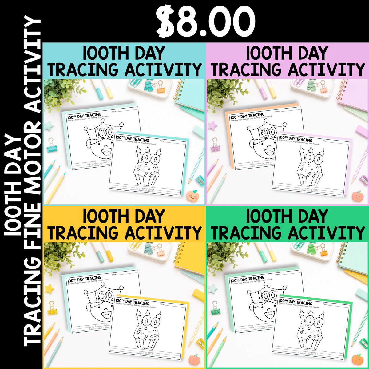 100th Day Tracing Activity