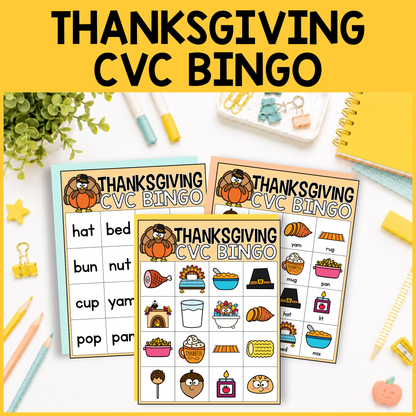 Thanksgiving CVC Word Bingo