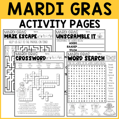 Mardi Gras Activity Pages