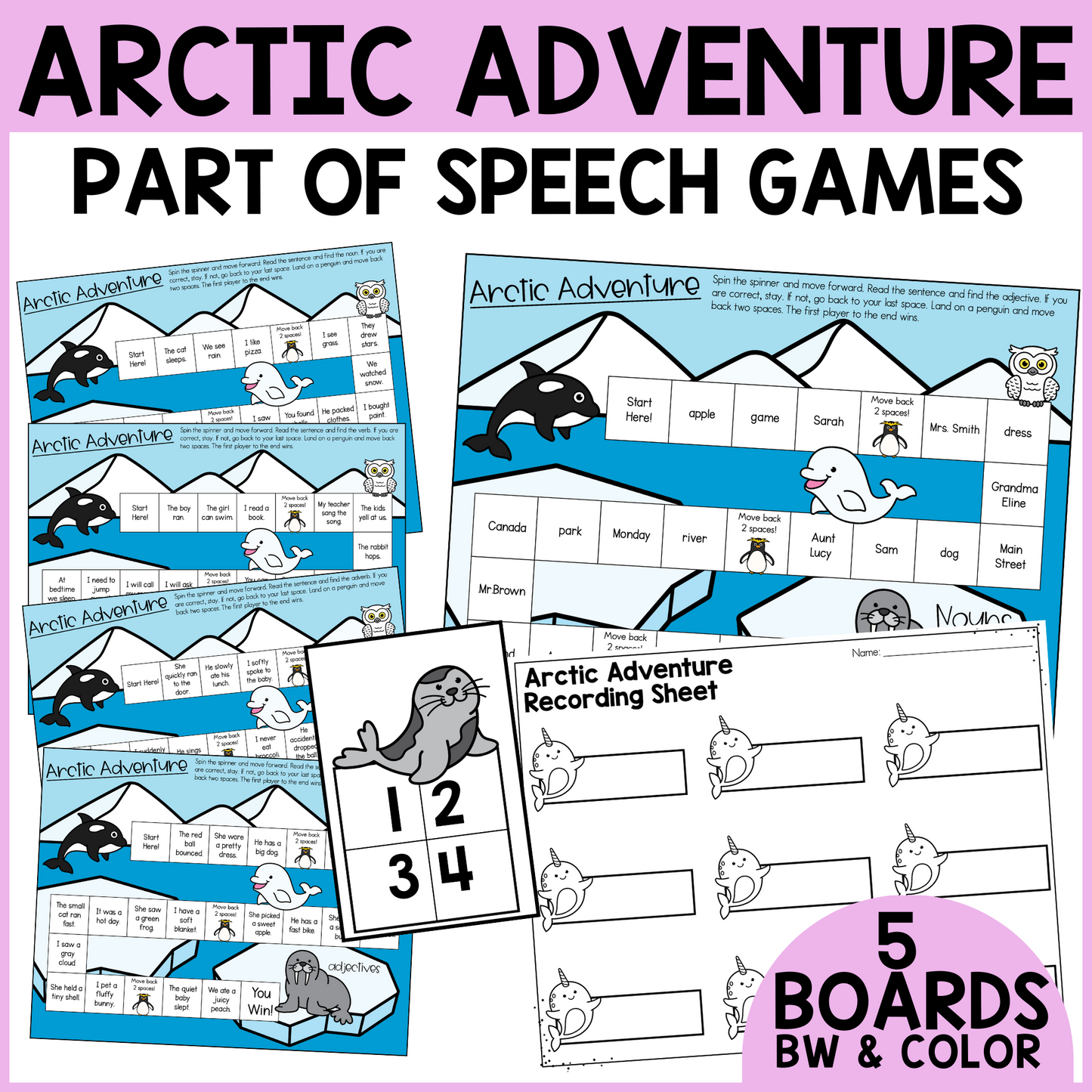 Arctic Adventure Parts of Speech Games