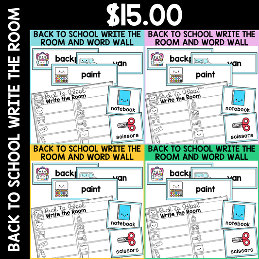 Back to School Write the Room & Word Wall