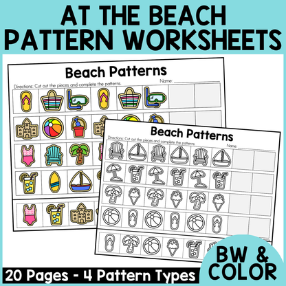 Beach Day Pattern Worksheets