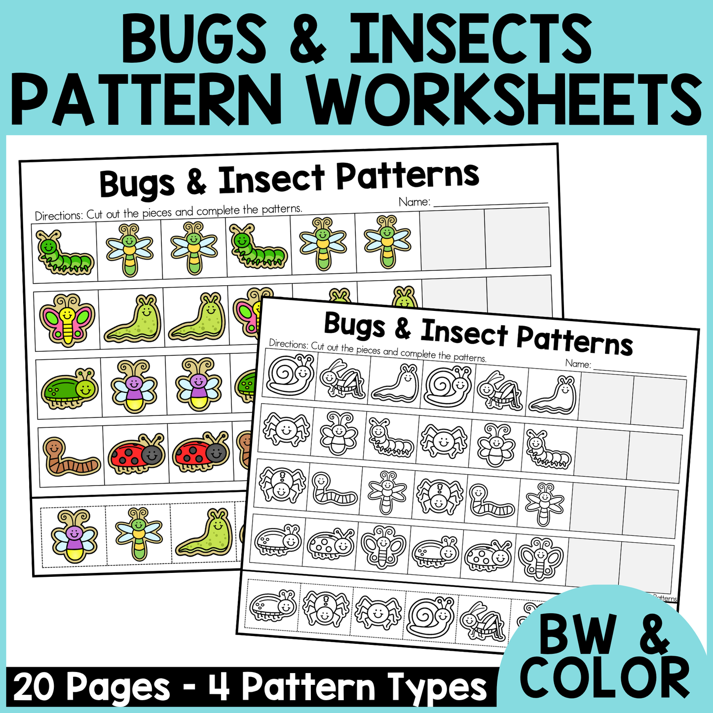Bugs and Insects Pattern Worksheets